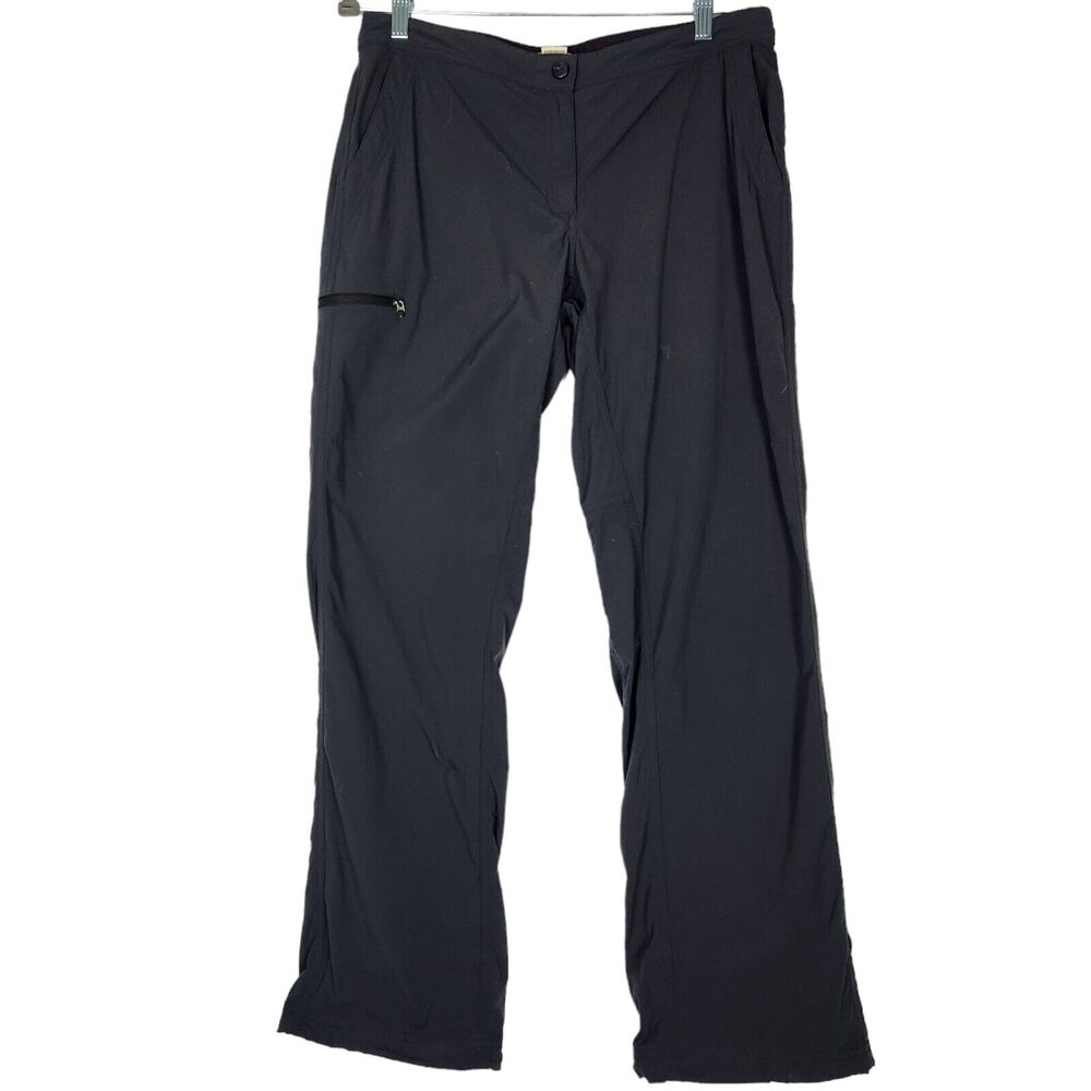LL Bean Womens Comfort Trail Pants Sz 12 Dark Grey Nylon Spandex Hiking Cargo